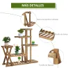 Estantería para Plantas con Pies de Madera con 5 Niveles Carga 60 kg para Interior y Exterior 98x28x95 cm Carbon... - Ogal.Es