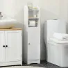 Portarrollos de Papel Higiénico con Armario para Baño con Estante Interior Ajustable 23x18x100 cm Blanco - Ogal.Es