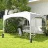 Cenador de Jardín Plegable con Altura Ajustable Bolsa de Transporte Impermeable Anti-UV y Bolsas de Arena Blanco - Ogal.Es