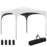 Cenador de Jardín Plegable con Altura Ajustable Bolsa de Transporte Impermeable Anti-UV y Bolsas de Arena Blanco - Ogal.Es