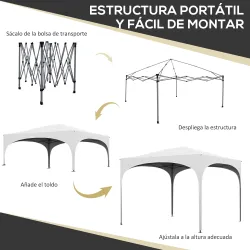 Cenador de Jardín Plegable con Altura Ajustable Bolsa de Transporte Impermeable Anti-UV y Bolsas de Arena Blanco - Ogal.Es