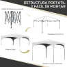 Cenador de Jardín Plegable con Altura Ajustable Bolsa de Transporte Impermeable Anti-UV y Bolsas de Arena Blanco - Ogal.Es