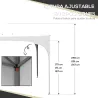 Cenador de Jardín Plegable con Altura Ajustable Bolsa de Transporte Impermeable Anti-UV y Bolsas de Arena Blanco - Ogal.Es