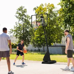 Canasta de Baloncesto Ajustable 236-293 cm con Ruedas Tablero de PC Base Rellenable para Exterior Negro - Ogal.Es
