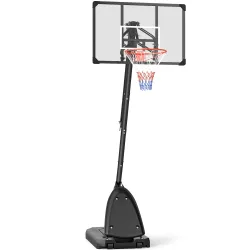 Canasta de Baloncesto Ajustable 236-293 cm con Ruedas Tablero de PC Base Rellenable para Exterior Negro - Ogal.Es