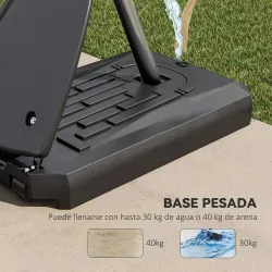 Canasta de Baloncesto Ajustable 236-293 cm con Ruedas Tablero de PC Base Rellenable para Exterior Negro - Ogal.Es