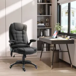 Silla de Masaje con 6 Puntos de Masaje con Función de Calefacción Altura Ajustable y Ruedas 68x72x110-120 cm Negro - Ogal.Es