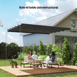 Cubierta para Techo Retráctil de 3,5x2,6 m para Pérgola 4x3 Tela de Repuesto con 10 Orificios de Drenaje Gris Os... - Ogal.Es