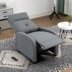 Sillón Reclinable Manual Sofá Individual con Reclinación hasta 155º Carga 150 kg Gris - Ogal.Es