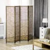 Biombo de 4 Paneles Plegable 160x1,8x170 cm Separador de Ambientes de Madera y Carrizo Natural - Ogal.Es