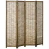 Biombo de 4 Paneles Plegable 160x1,8x170 cm Separador de Ambientes de Madera y Carrizo Natural - Ogal.Es