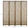Biombo de 4 Paneles Plegable 160x1,8x170 cm Separador de Ambientes de Madera y Carrizo Natural - Ogal.Es