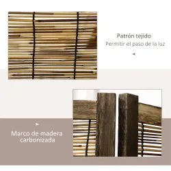 Biombo de 4 Paneles Plegable 160x1,8x170 cm Separador de Ambientes de Madera y Carrizo Natural - Ogal.Es
