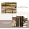 Biombo de 4 Paneles Plegable 160x1,8x170 cm Separador de Ambientes de Madera y Carrizo Natural - Ogal.Es