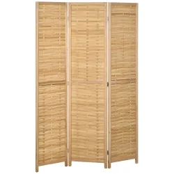 Biombo de 3 Paneles Plegable 120x1,8x170 cm Separador de Ambientes de Bambú Estilo Rústico Natural - Ogal.Es