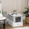 Arenero Cubierto para Gatos Desmontable con Entrada Frontal y Salida Superior con Pala 47,5x35,5x36,7 cm Gris y ... - Ogal.Es