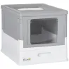 Arenero Cubierto para Gatos Desmontable con Entrada Frontal y Salida Superior con Pala 47,5x35,5x36,7 cm Gris y ... - Ogal.Es
