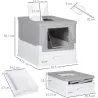 Arenero Cubierto para Gatos Desmontable con Entrada Frontal y Salida Superior con Pala 47,5x35,5x36,7 cm Gris y ... - Ogal.Es