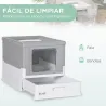 Arenero Cubierto para Gatos Desmontable con Entrada Frontal y Salida Superior con Pala 47,5x35,5x36,7 cm Gris y ... - Ogal.Es