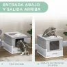 Arenero Cubierto para Gatos Desmontable con Entrada Frontal y Salida Superior con Pala 47,5x35,5x36,7 cm Gris y ... - Ogal.Es