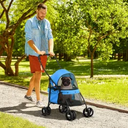 Cochecito para Perros Pequeños Plegable con Ventanas de Malla Cojín Lavable Correas de Seguridad y Marco de Acer... - Ogal.Es