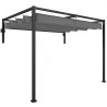 Pérgola de Jardín de Pared 297x211x220 cm Cenador con Techo Retráctil y Marco de Acero para Patio Terraza Gris O... - Ogal.Es