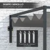 Pérgola de Jardín de Pared 297x211x220 cm Cenador con Techo Retráctil y Marco de Acero para Patio Terraza Gris O... - Ogal.Es