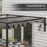 Pérgola de Jardín de Pared 297x211x220 cm Cenador con Techo Retráctil y Marco de Acero para Patio Terraza Gris O... - Ogal.Es