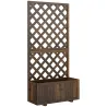 Jardinera con Enrejado de Madera Macetero de Jardín con Soporte para Trepadora 72,5x31,5x149,5 cm Carbonizado - Ogal.Es