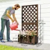 Jardinera con Enrejado de Madera Macetero de Jardín con Soporte para Trepadora 72,5x31,5x149,5 cm Carbonizado - Ogal.Es