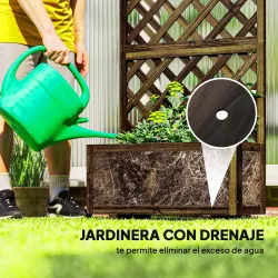Jardinera con Enrejado de Madera Macetero de Jardín con Soporte para Trepadora 72,5x31,5x149,5 cm Carbonizado - Ogal.Es
