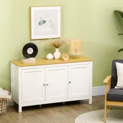 Aparador de Salón Armario de Almacenamiento con 3 Puertas con Estantes Ajustables Estilo Moderno 120x40x70 cm Bl... - Ogal.Es