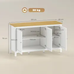 Aparador de Salón Armario de Almacenamiento con 3 Puertas con Estantes Ajustables Estilo Moderno 120x40x70 cm Bl... - Ogal.Es