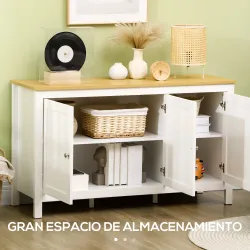Aparador de Salón Armario de Almacenamiento con 3 Puertas con Estantes Ajustables Estilo Moderno 120x40x70 cm Bl... - Ogal.Es