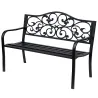 Banco Exterior de Jardín Banco de Acero Carga 240 kg para Patio Terraza Balcón 127x60x89 cm Negro - Ogal.Es