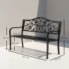 Banco Exterior de Jardín Banco de Acero Carga 240 kg para Patio Terraza Balcón 127x60x89 cm Negro - Ogal.Es