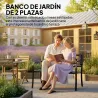 Banco Exterior de Jardín Banco de Acero Carga 240 kg para Patio Terraza Balcón 127x60x89 cm Negro - Ogal.Es