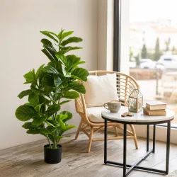 Planta Ficus Artificial 110 cm Planta Artificial con 90 Hojas Musgo y Maceta para Interior y Exterior Verde - Ogal.Es
