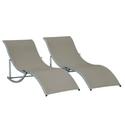 Conjunto de 2 Tumbonas de Jardín Tumbonas Plegables con Marco de Aluminio Texteline para Piscina Patio 165x61x63... - Ogal.Es