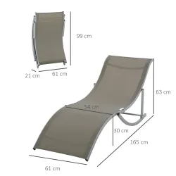 Conjunto de 2 Tumbonas de Jardín Tumbonas Plegables con Marco de Aluminio Texteline para Piscina Patio 165x61x63... - Ogal.Es