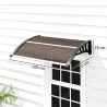 Marquesina Exterior para Puerta y Ventana 75x100 cm contra Sol y Lluvia con Soporte de Aleación de Aluminio Marrón - Ogal.Es