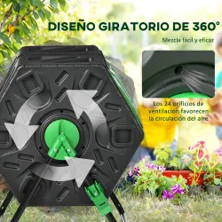Compostador Giratorio 130L Contenedor Compostaje Doble Cámara Aberturas de Ventilación Patas de Acero 67x60x77 c... - Ogal.Es