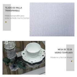 2 Tumbonas de Jardín 59x169x66 cm con Mesa de Centro 41x41x45 cm de Vidrio Reposabrazos para Patio Piscina Terra... - Ogal.Es