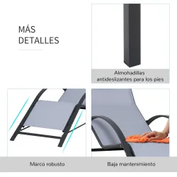 2 Tumbonas de Jardín 59x169x66 cm con Mesa de Centro 41x41x45 cm de Vidrio Reposabrazos para Patio Piscina Terra... - Ogal.Es