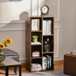 Estantería Librería de Madera Armario de Libros con 7 Compartimentos para Plantas Archivos 50x24x106 cm Marrón R... - Ogal.Es