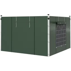 2 Paredes Laterales para Carpa 295x195 cm con Ventana Enrollable y Puerta con Cremallera para Carpa 3x3 m o 3x6 ... - Ogal.Es