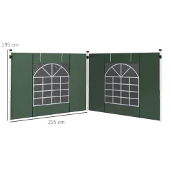 2 Paredes Laterales para Carpa 295x195 cm con Ventana Enrollable y Puerta con Cremallera para Carpa 3x3 m o 3x6 ... - Ogal.Es