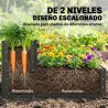 Jardinera Exterior de Acero con Diseño de Escalera para Cultivos Plantas Flores 120x101x58 cm Gris Oscuro - Ogal.Es