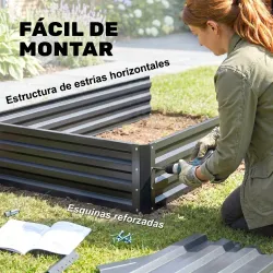 Jardinera Exterior de Acero con Diseño de Escalera para Cultivos Plantas Flores 120x101x58 cm Gris Oscuro - Ogal.Es