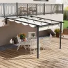 Pérgola 3x3 m Cenador de Jardín con Techo Retráctil de Poliéster y Marco de Acero Crema y Gris Oscuro - Ogal.Es